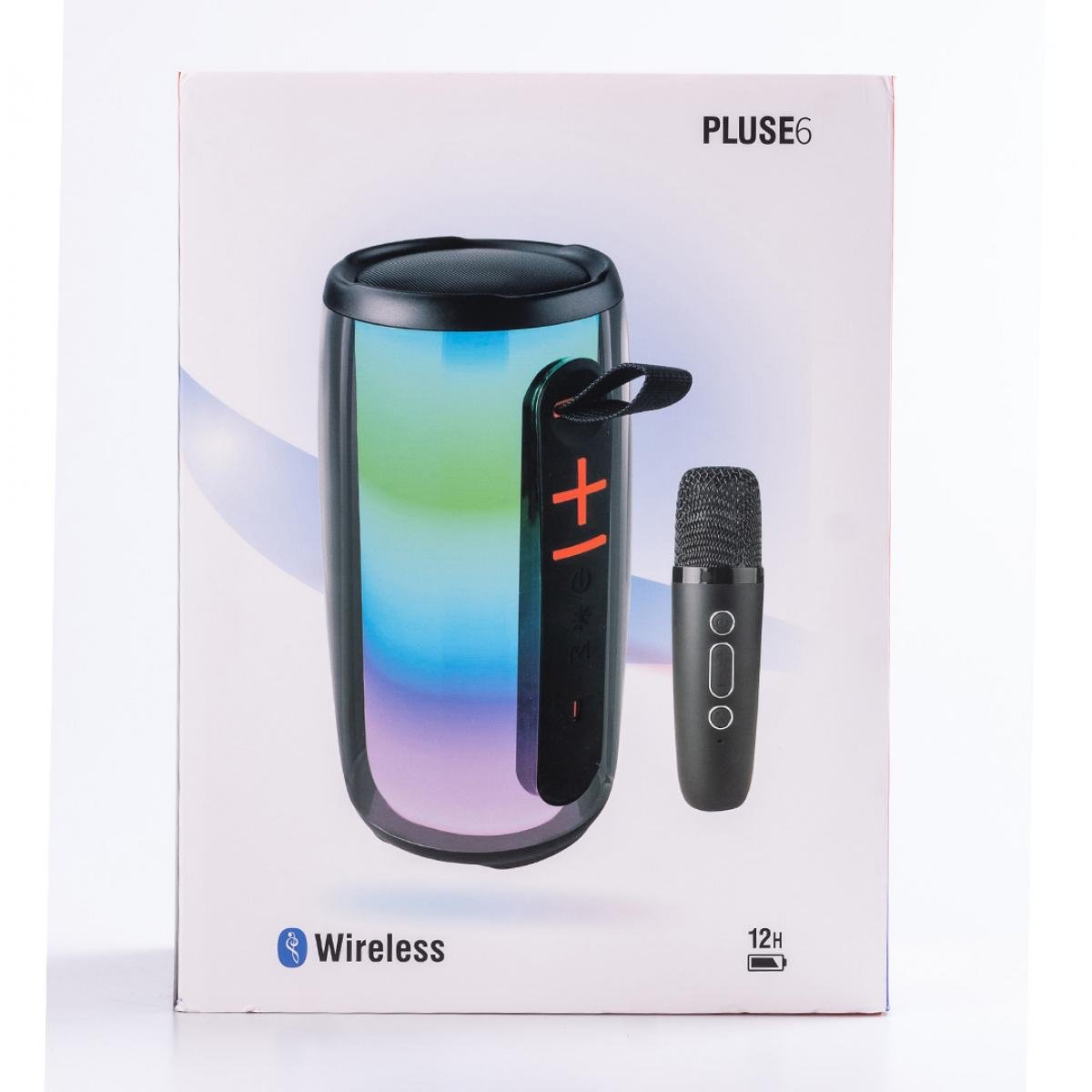 Портативная колонка Pulse 6 с микрофоном BT/TF/FM/AUX/USB с подсветкой 15 Вт Черный (20992526) - фото 2