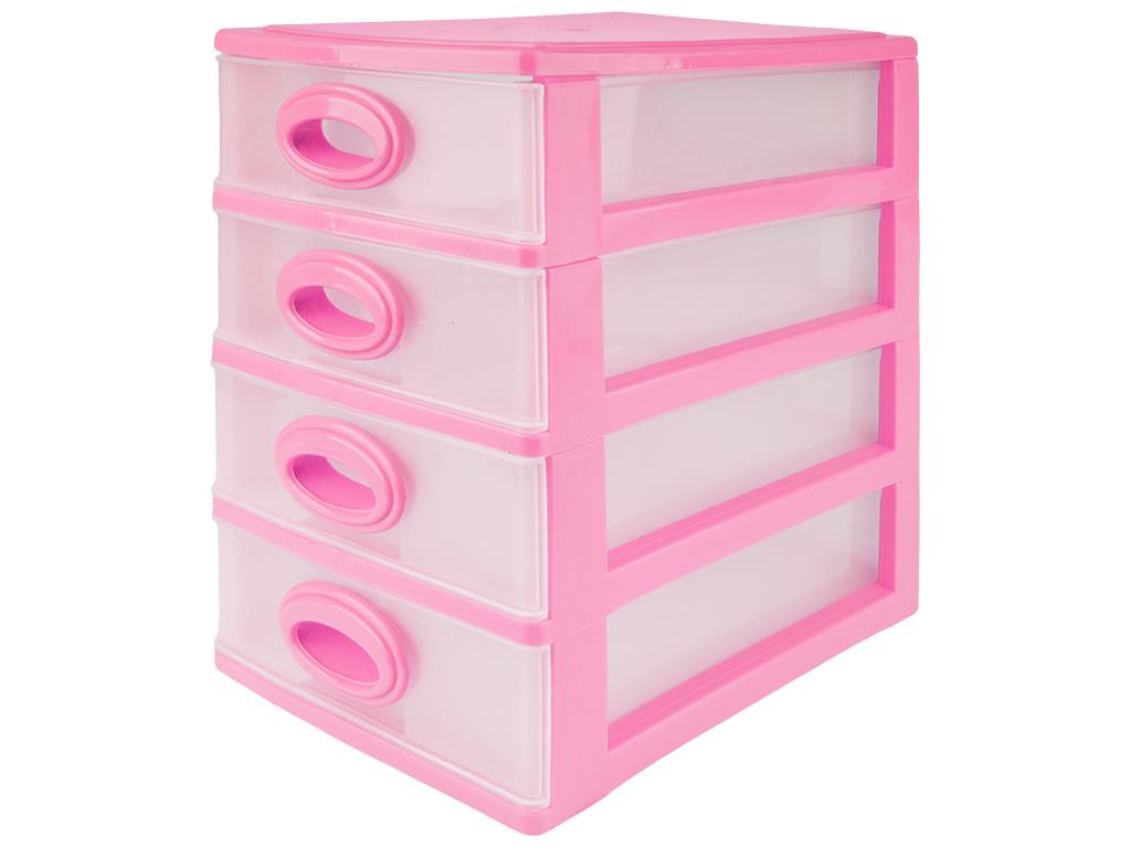 Стеллаж 4х ярусный 27х19х27 см Розовый (MCS-BK028-9)