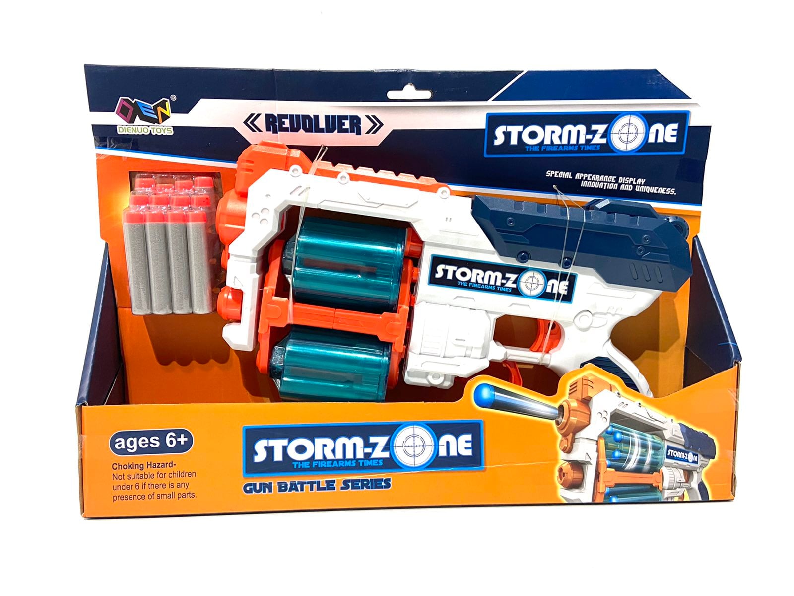 Бластер Bojun toys Storm на поролоновых пулях с барабаном 30 см Белый (1122 A)