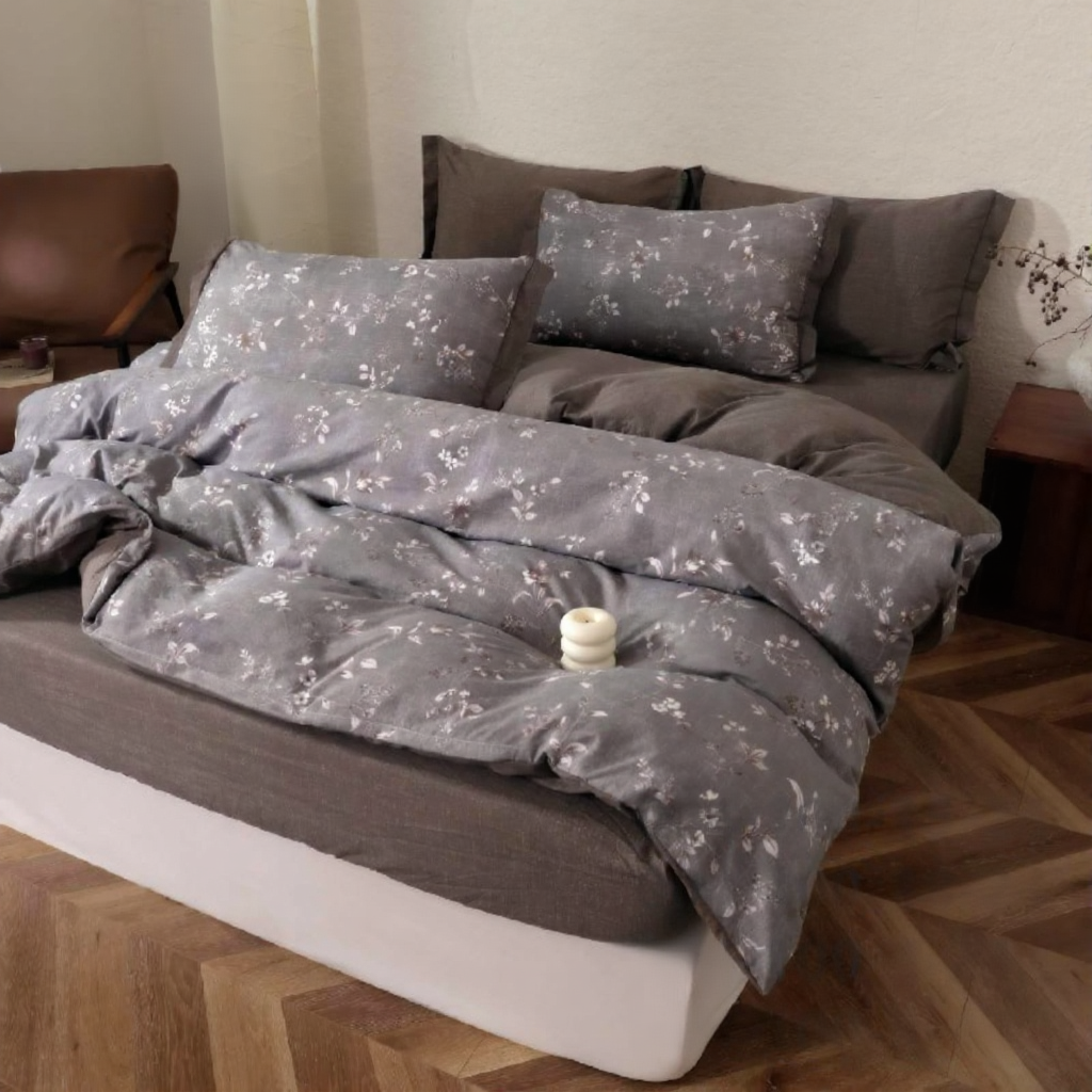 Постільна білизна варена бавовна полуторний 50х70 см Коричневий із фіолетовим