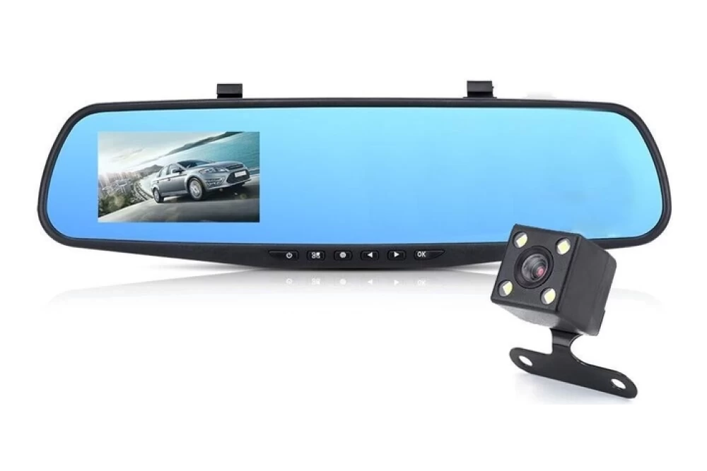 Видеорегистратор-зеркало DVR Full HD L9000 1433 с камерой заднего вида регистратор Черный (373896)