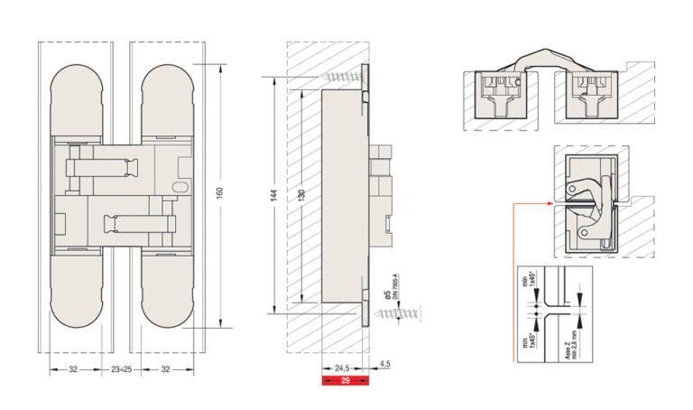 Дверна петля CEAM 1131 S 3D Матове срібло - фото 2