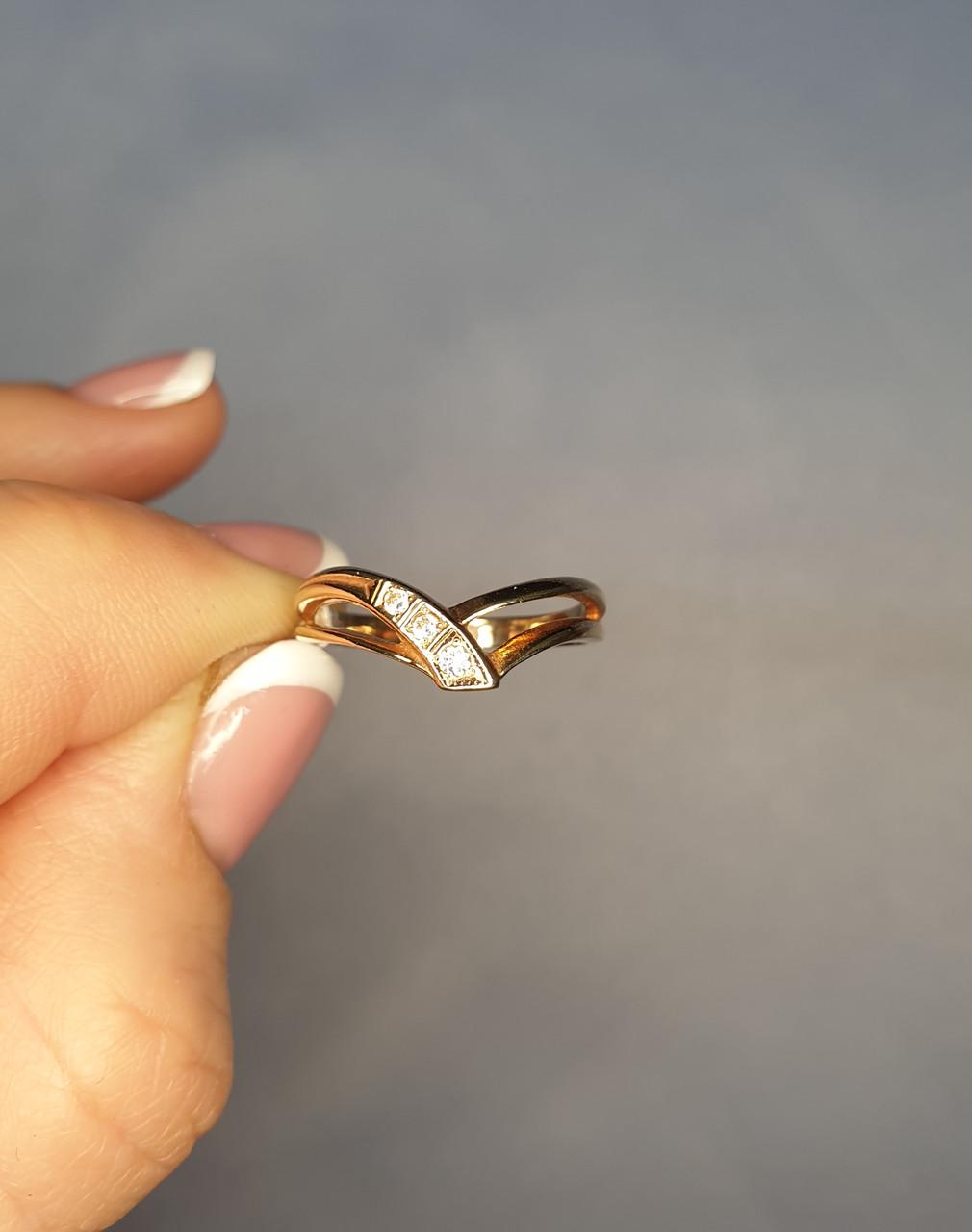 Кольцо позолоченное с фианитом р. 17,5 1,77 г (1302285887)