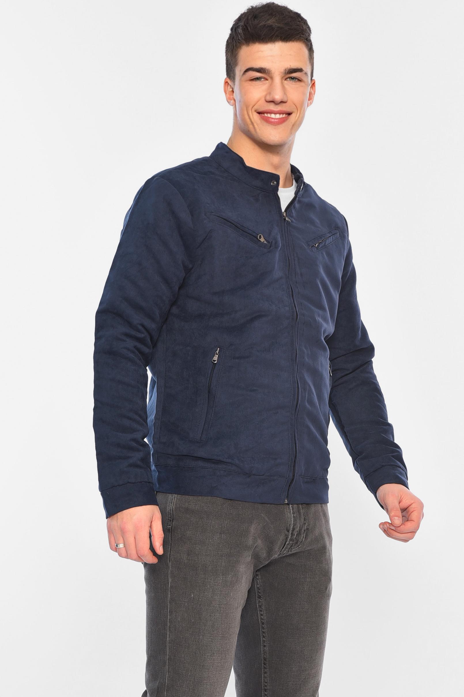 Бомбер мужской замшевый S-M Темно-синий (150675) - фото 2 Бомбер мужской замшевый S-M Темно-синий (150675) - фото 2