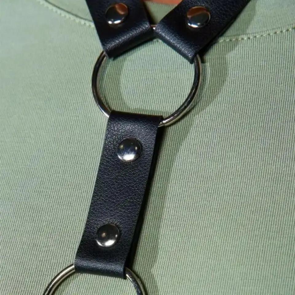 Портупея кожанная с кольцами Черный - фото 4
