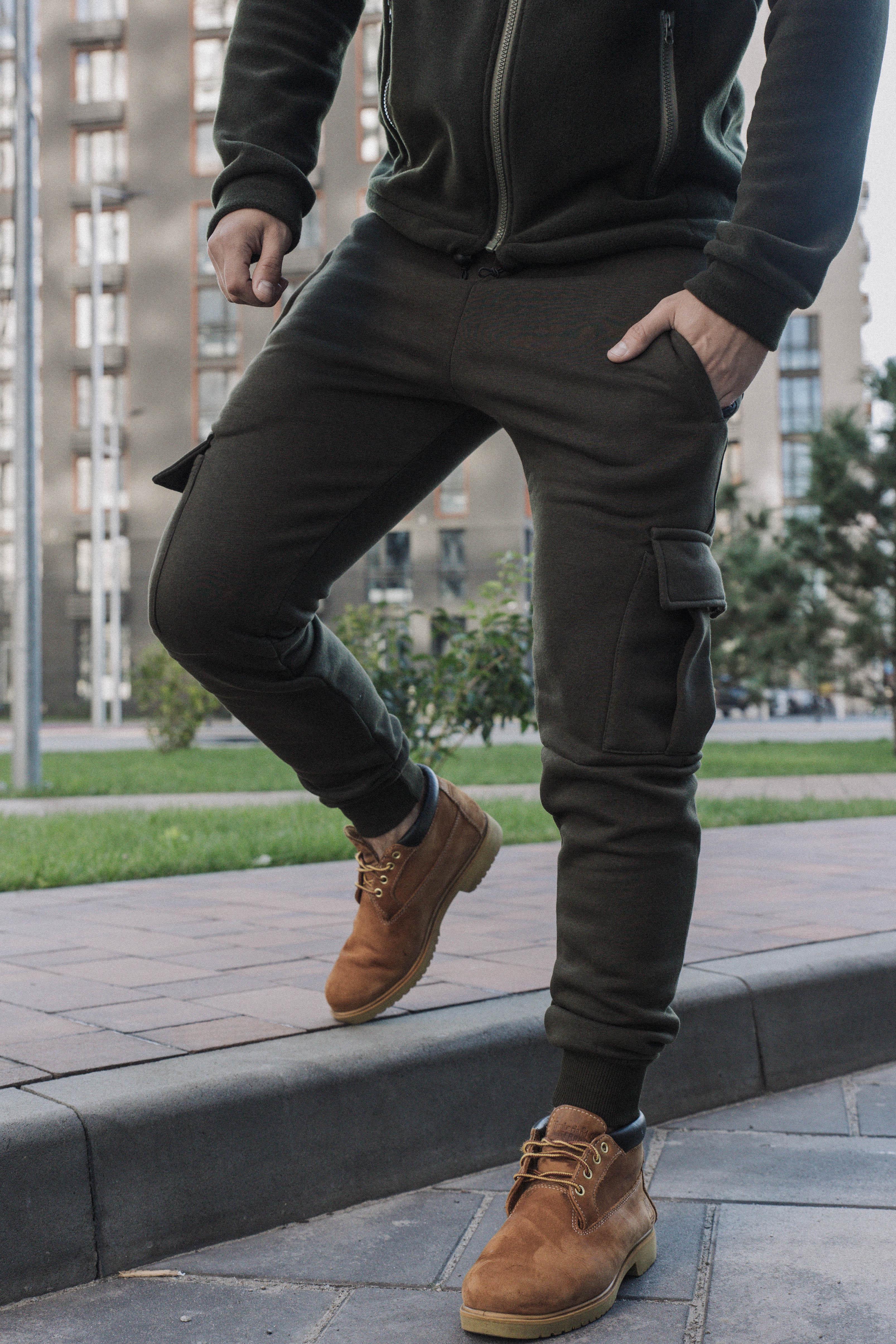 Штаны мужские спортивные Cherdak Cargo утепленные флисовые XXL Хаки (8912882)