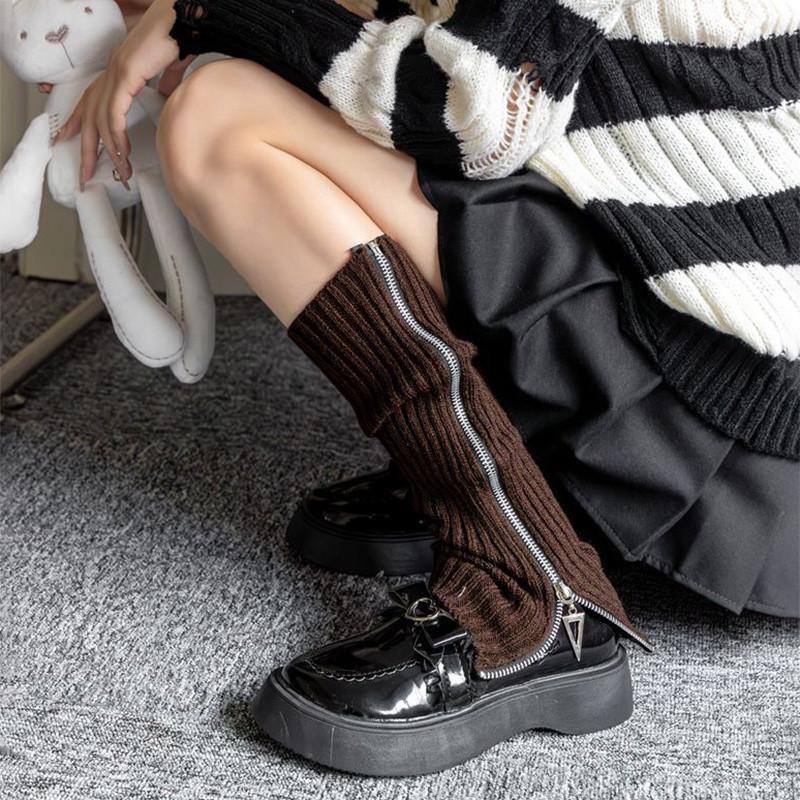 Гетры с молнией в рубчик One size Коричневый (2403) - фото 1 Гетры с молнией в рубчик One size Коричневый (2403) - фото 1