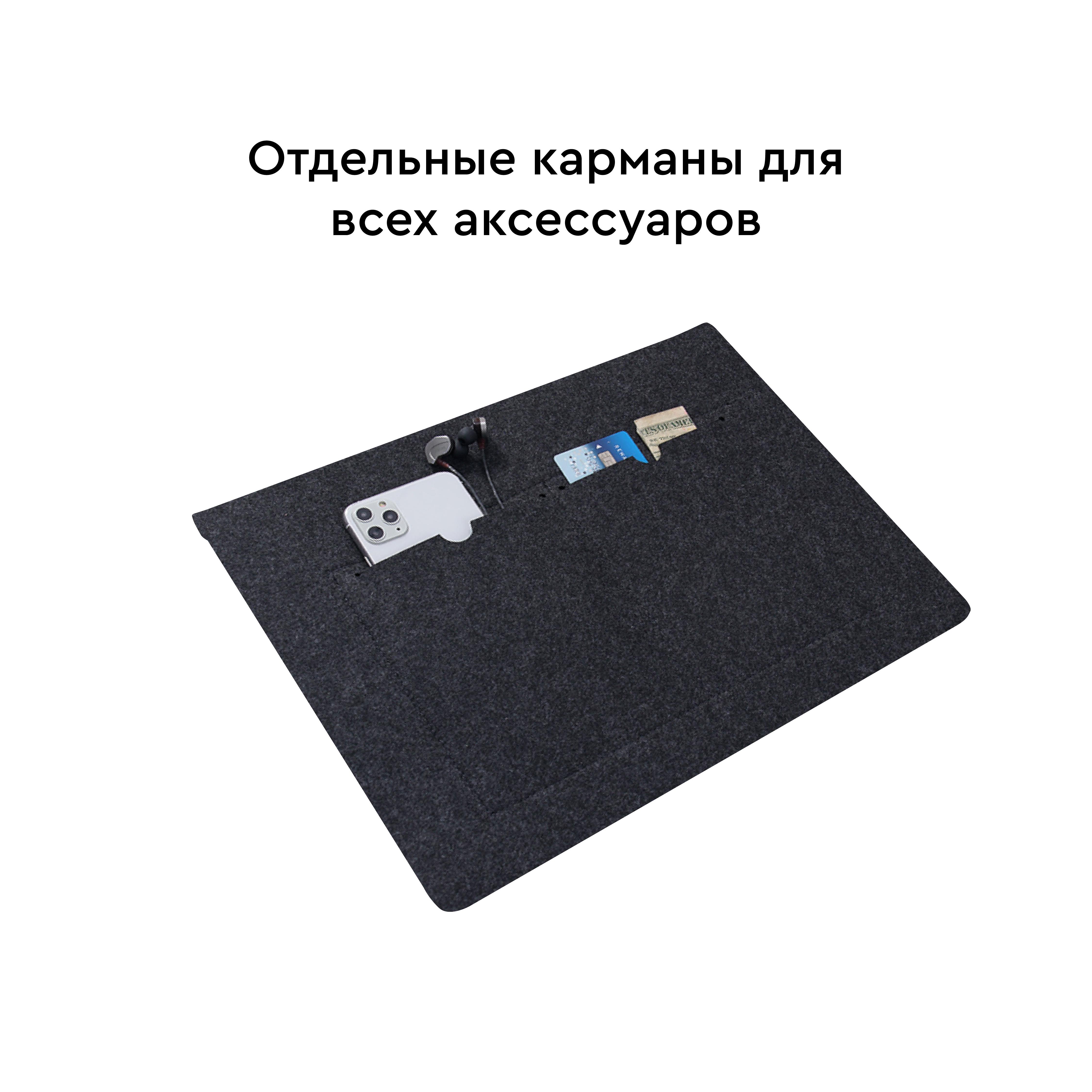 Обкладинка повстяна Airon Premium для ноутбука 13.3' Dark Grey (482235671062112) - фото 2