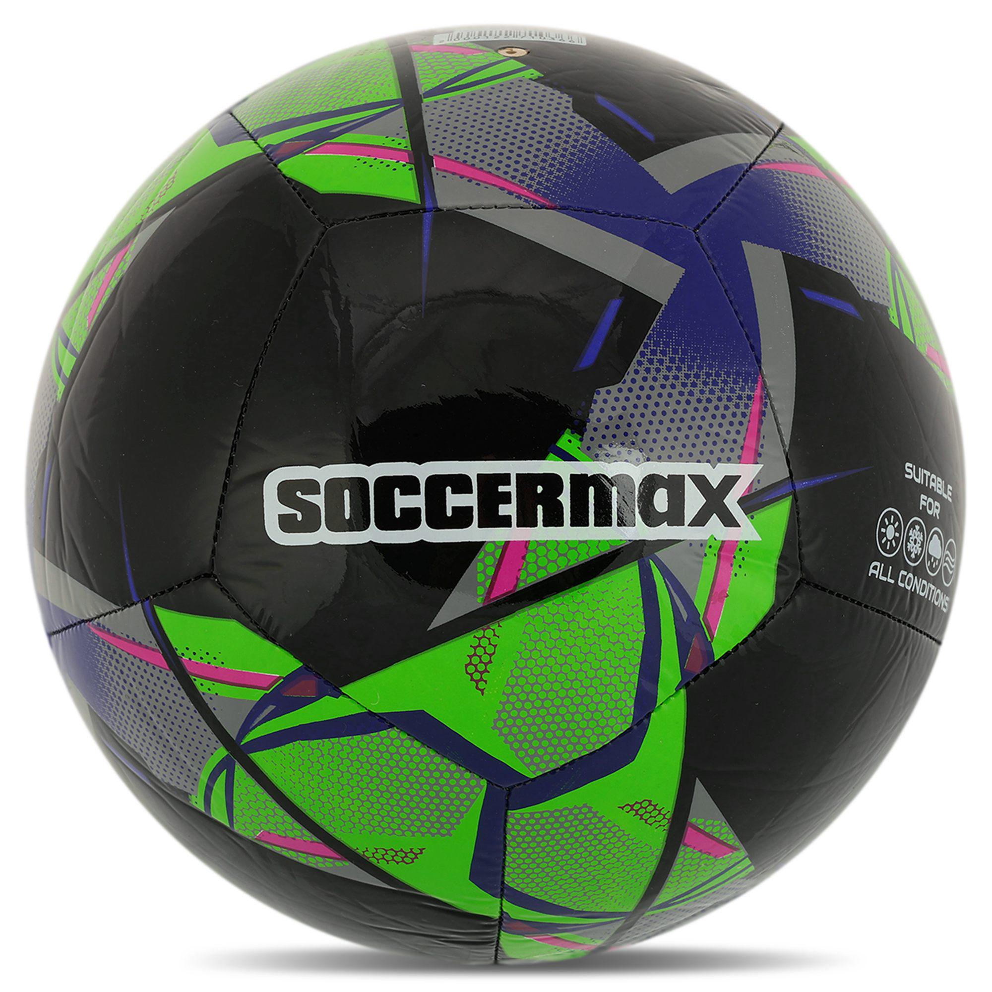 Мяч футбольный SOCCERMAX FB-4137 Гриппи сшит вручную PU №5 4 слоя (FB-4137_Черный)