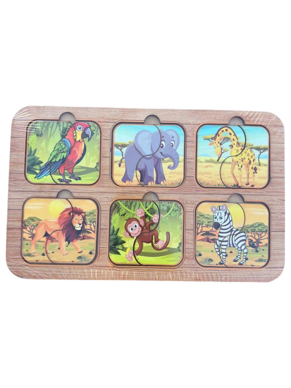 Пазл деревянный развивающий 6 картинок животных (2430694519) - фото 4 Пазл деревянный развивающий 6 картинок животных (2430694519) - фото 4