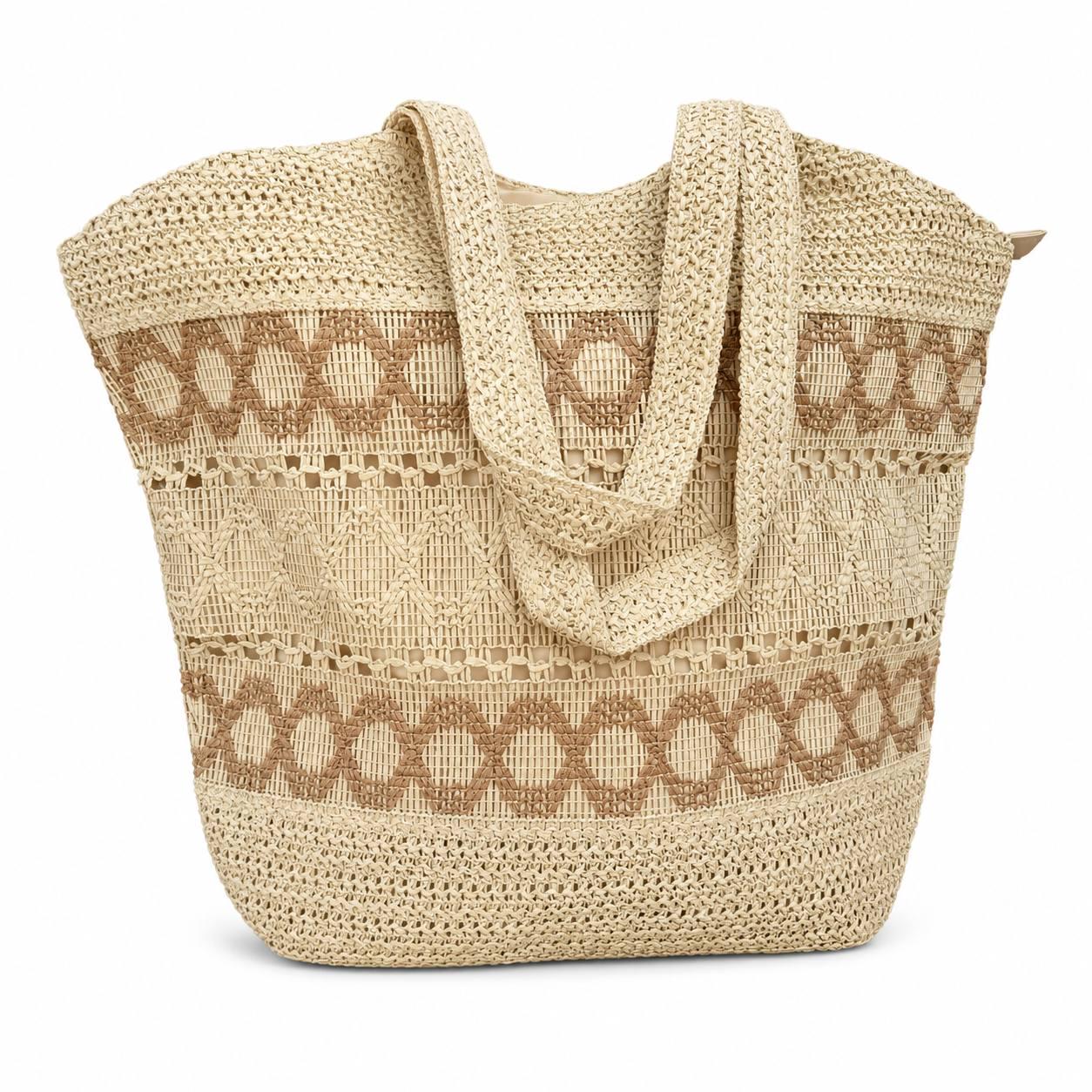 Сумка-шоппер женская Luna 2632 из рафии Boho Style на молнии с внутренним карманом (M1063)