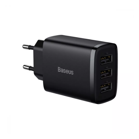 Зарядний пристрій BASEUS Compact 17 W 3USB Black (567595)