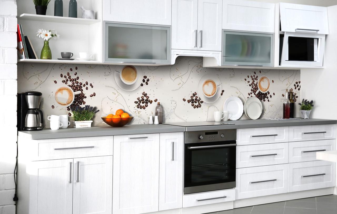 Кухонный фартук Кофейные бусы виниловый самоклеющийся 60х300 см