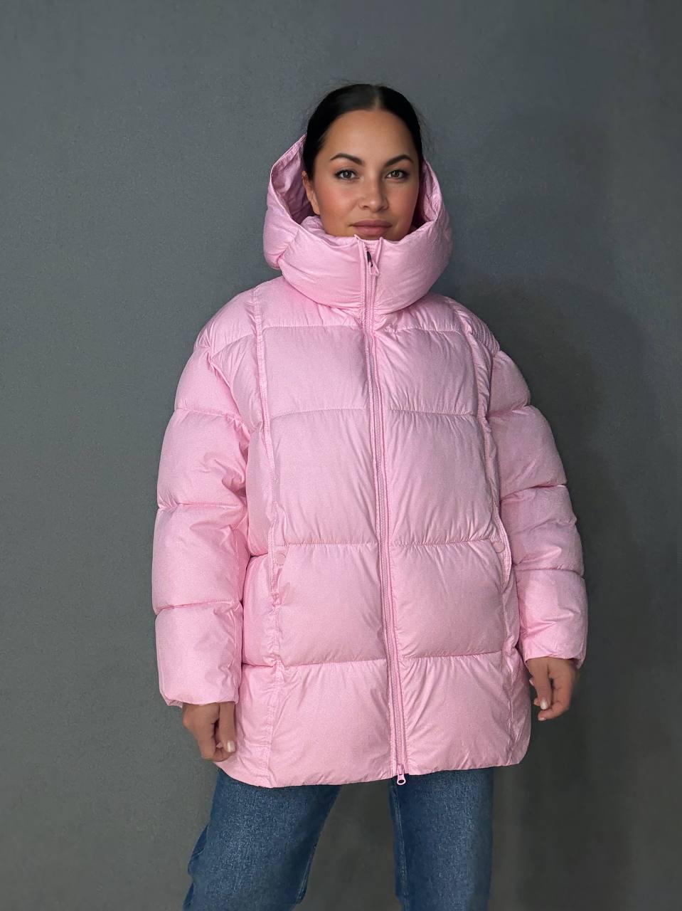 Куртка жіноча LADY YEP 10036 парка пуфер оверсайз з капюшоном р. 42 Рожевий (5577) - фото 6