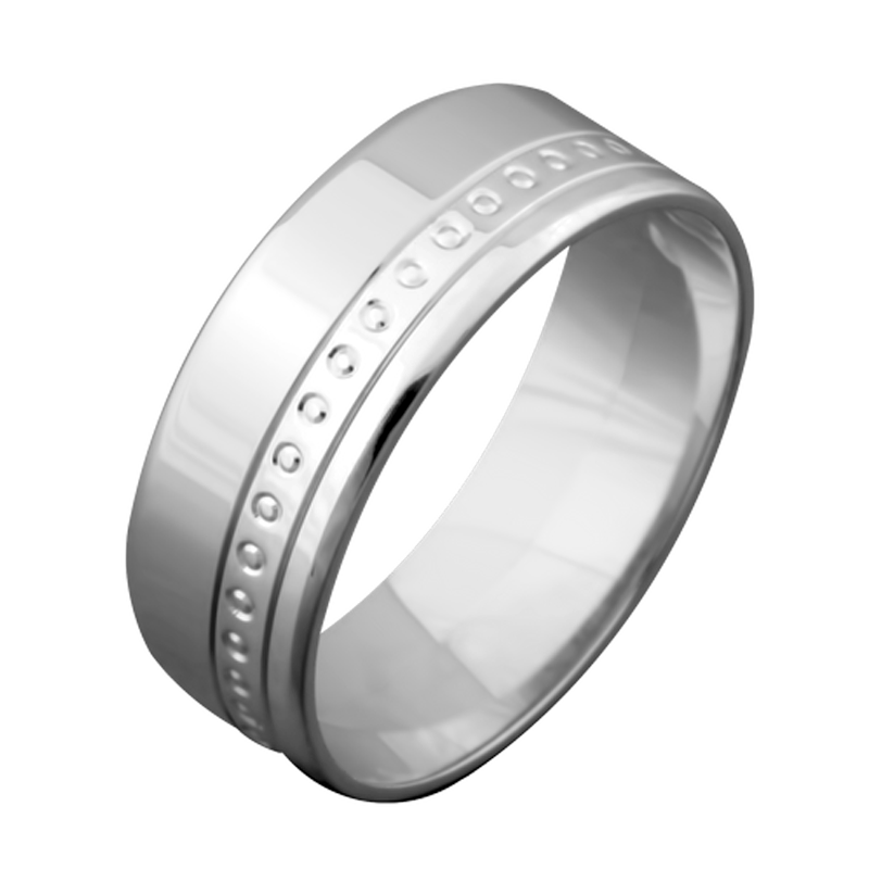 Обручка срібна з одностороннім декоративним узором р. 18