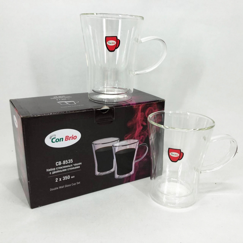 Чашки Con Brio CB-8535-2 скляні з подвійним дном 2 шт. 350 мл (tf5106) - фото 6 Чашки Con Brio CB-8535-2 скляні з подвійним дном 2 шт. 350 мл (tf5106) - фото 6