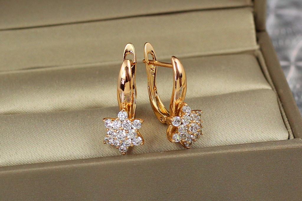 Серьги Xuping Jewelry Северный цветок 2 см Золотистый