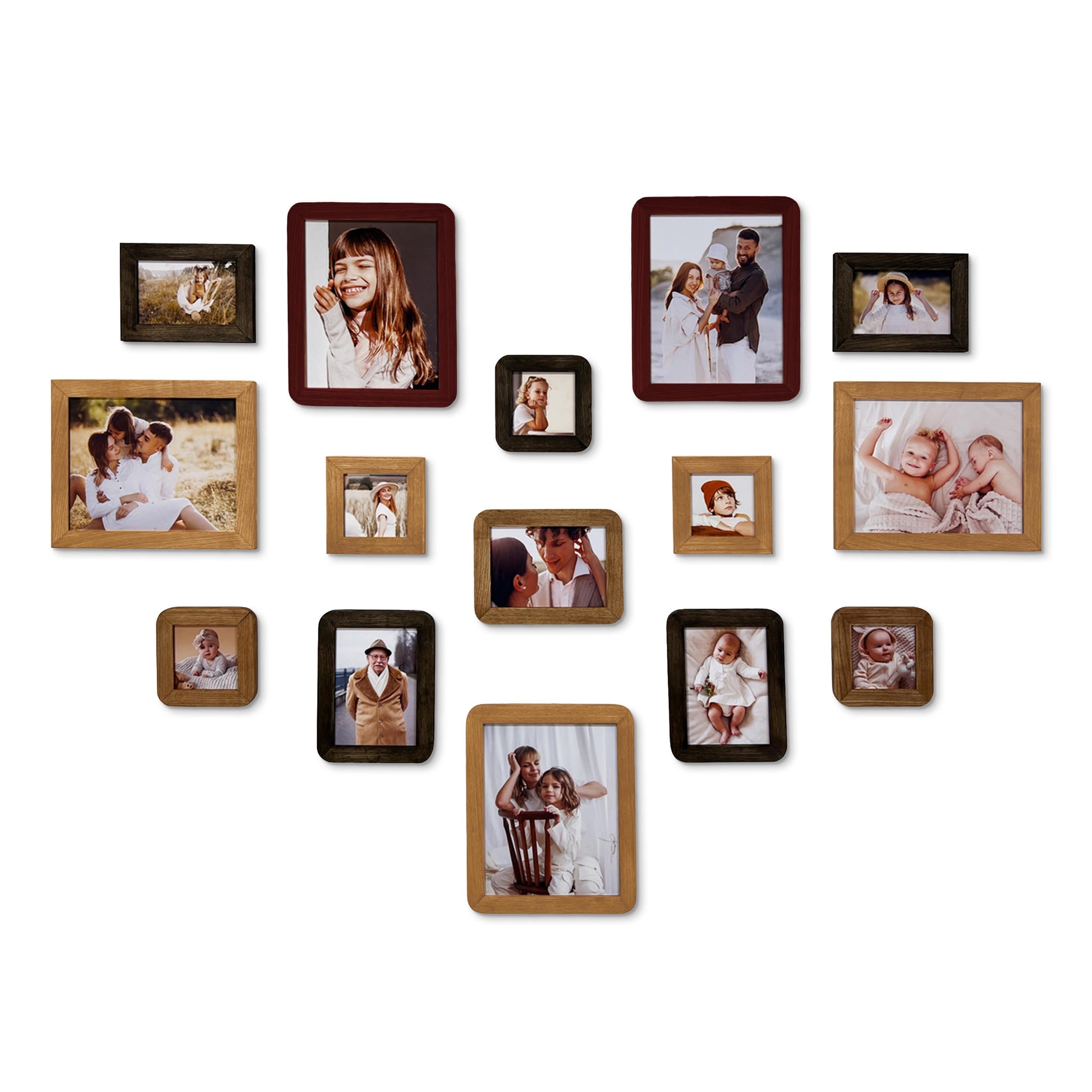 Набор фоторамок деревянных настенных The Frame Depot в форме сердца 15 шт. (heart_set_autumn)