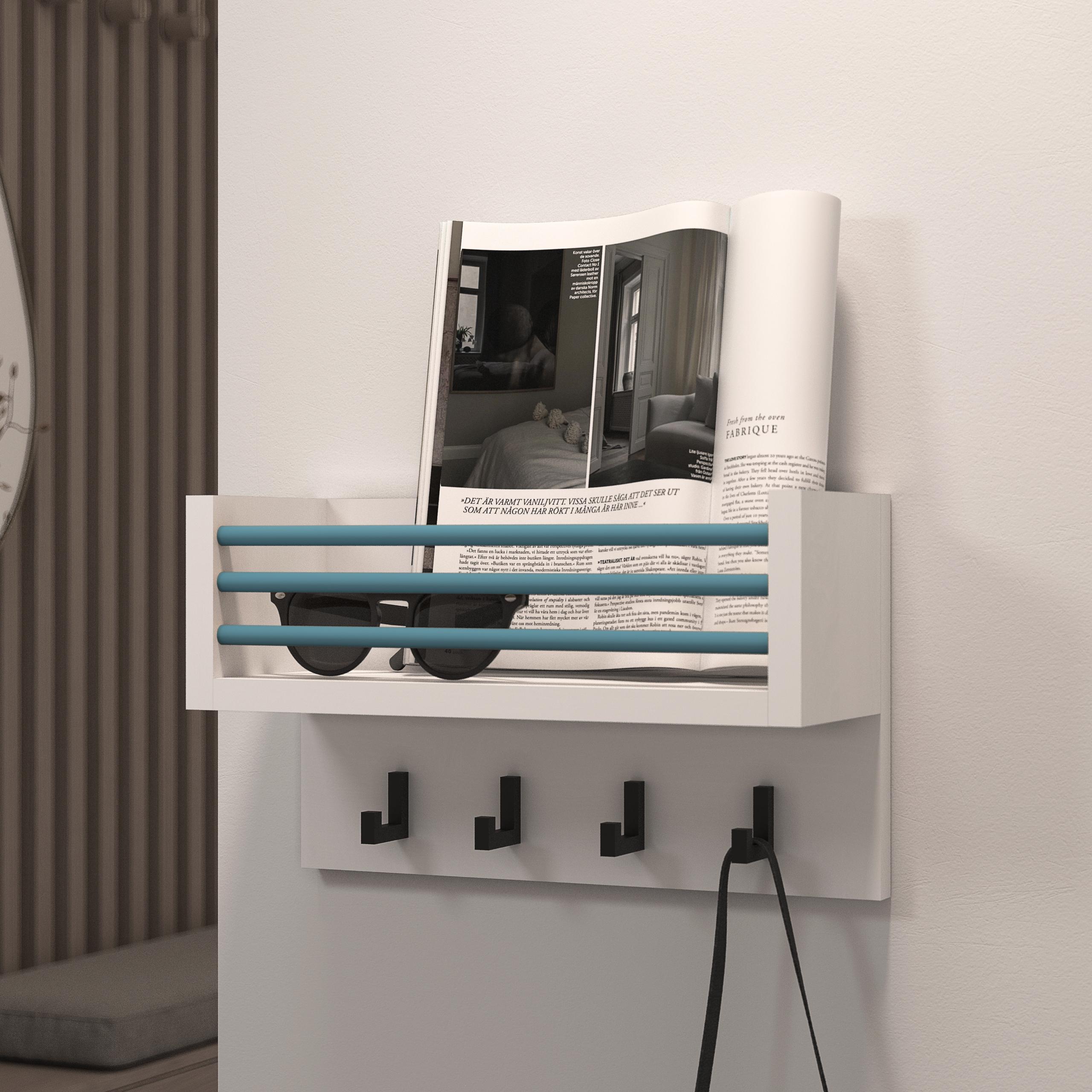 Ключниця настінна W-2 328x116x200 мм Білий/Нагель синій (29464597)