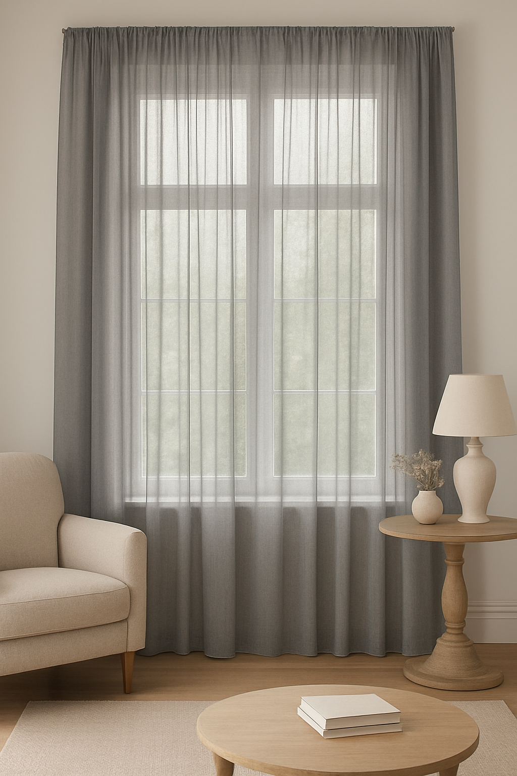 Тюль-вуаль шифон 200x220 см Серый (30520153)