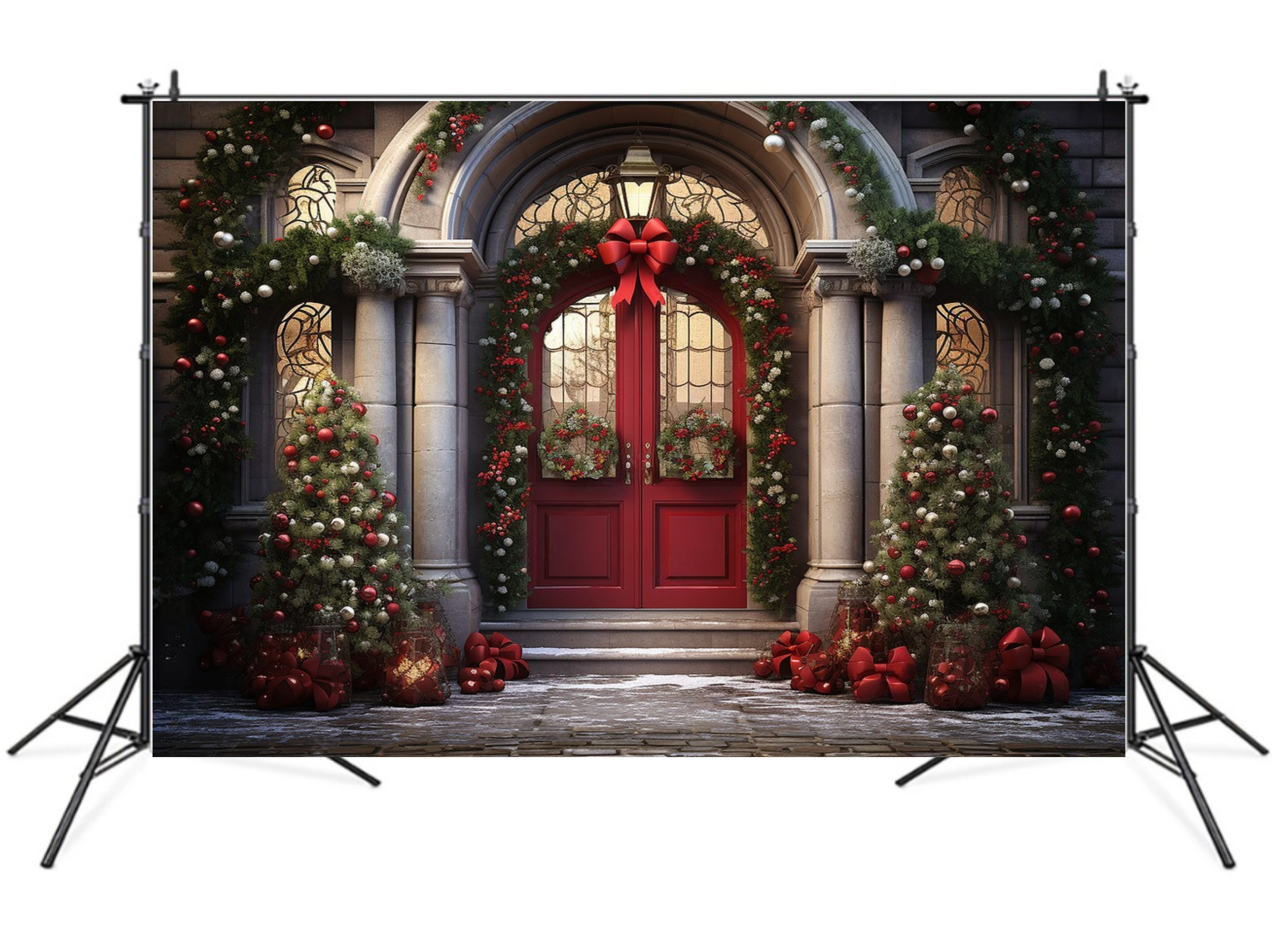 Фотофон виниловый текстурный Gipermag Red christmas door 250х150 см (7842)