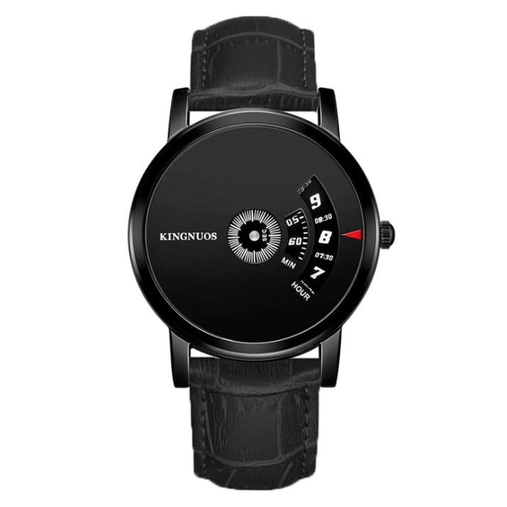 Мужские часы Kingnuos искусственная кожа Черный (z049-3)