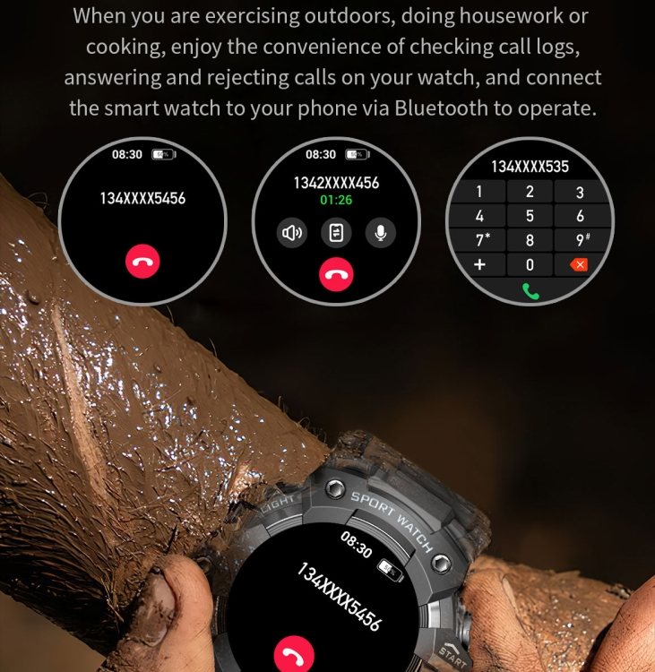 Смарт-годинник Military Watch LC Haki 21 компас/ліхтарик/дзвінки/IP68 - фото 6 Смарт-годинник Military Watch LC Haki 21 компас/ліхтарик/дзвінки/IP68 - фото 6