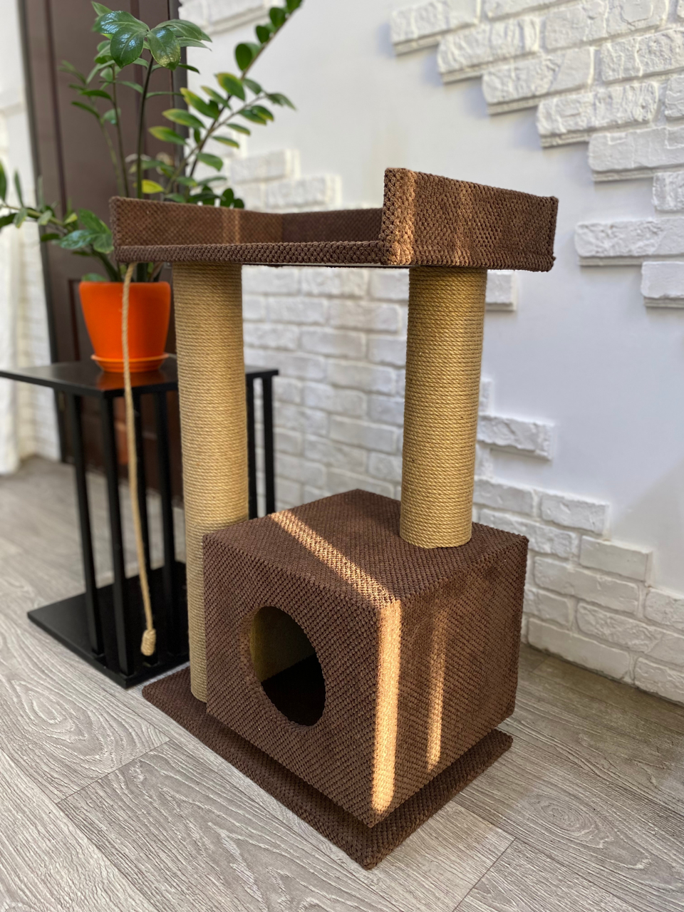Когтеточка-домик и лежанка 85 см Коричневый (21706991) - фото 2 Когтеточка-домик и лежанка 85 см Коричневый (21706991) - фото 2