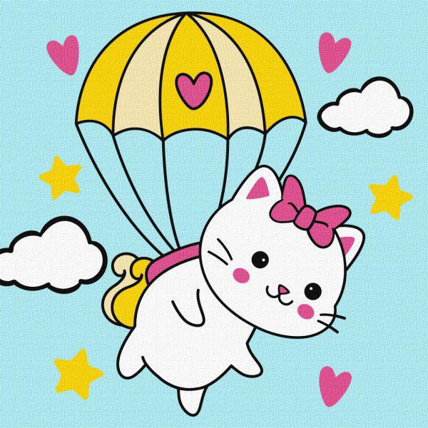 Картина по номерам Идейка Кот на воздушном шаре 18х18 см (Id-KHO6226)