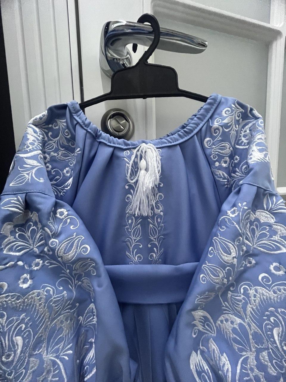 Сукня вишиванка для дівчаток Пишна 128 см Блакитний - фото 4