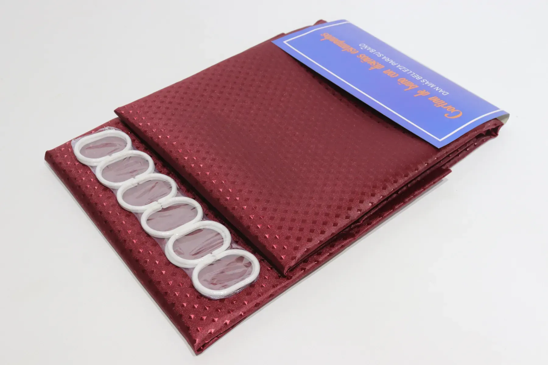 Шторка для ванной с кольцами однотонная 240х180 см Бордовый (5314/bordo)