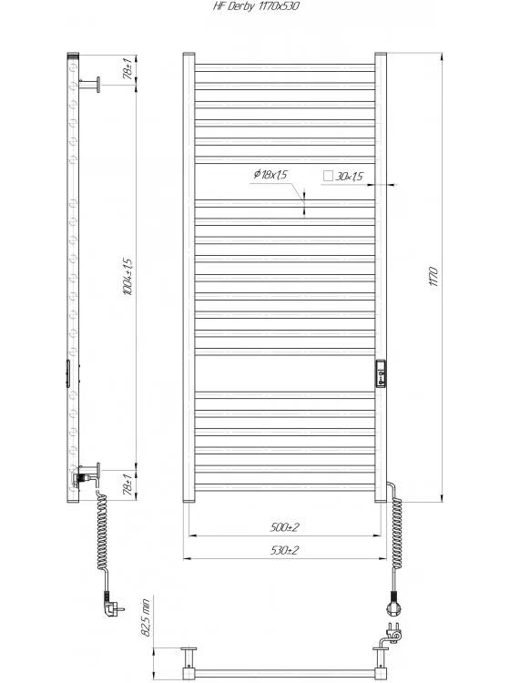 Полотенцесушитель электрический HYGGE FAMILY HF Derby TR K 1170х530 мм Черный матовый (6.1.0404.06.BM) - фото 5