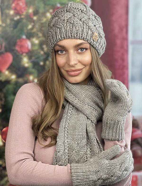 Комплект шапка з шарфом та рукавицями жіночий Braxton Дюран Темна кава (738W) - фото 1 Комплект шапка з шарфом та рукавицями жіночий Braxton Дюран Темна кава (738W) - фото 1