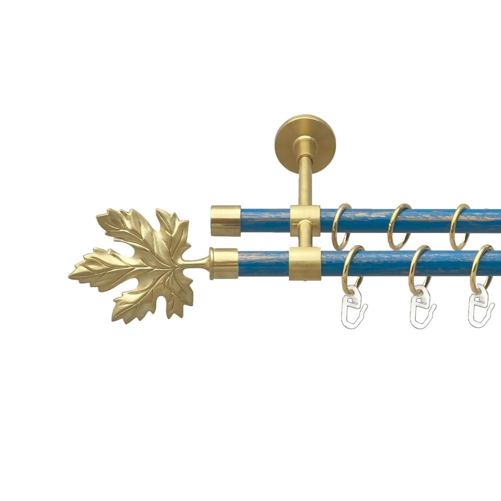 Карниз Orvit Клен металевий дворядний закритий гладка труба кільце металеве Матове - Блакить 16/16 мм 240 см Золото (00-00025046)