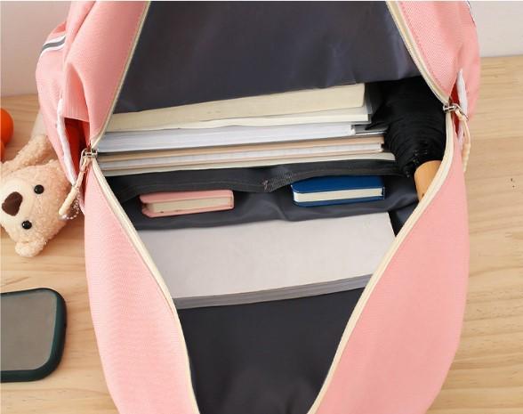 Рюкзак шкільний для дівчинки Good 5в1 шоппер/пенал/сумочка/гаманець Рожево-білий (DR017870) - фото 7