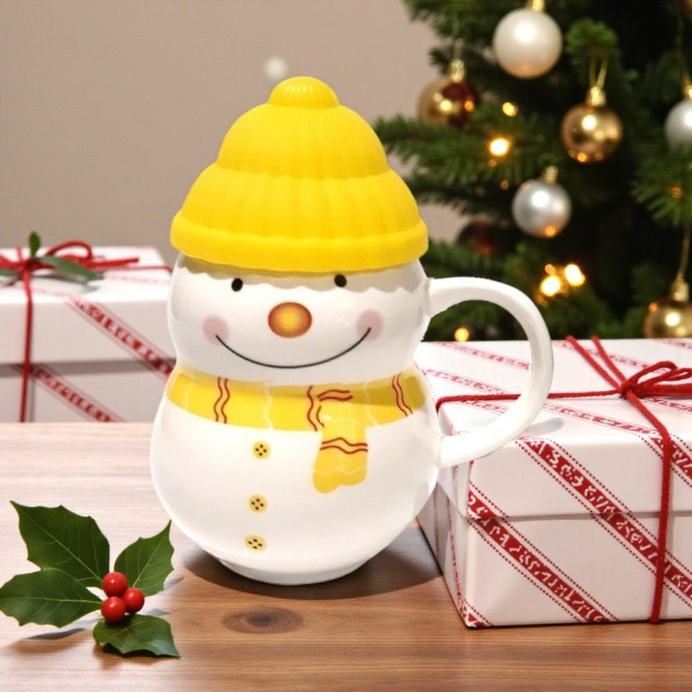 Чашка новогодняя с крышкой снеговик 350 мл Желтый - фото 5 Чашка новогодняя с крышкой снеговик 350 мл Желтый - фото 5
