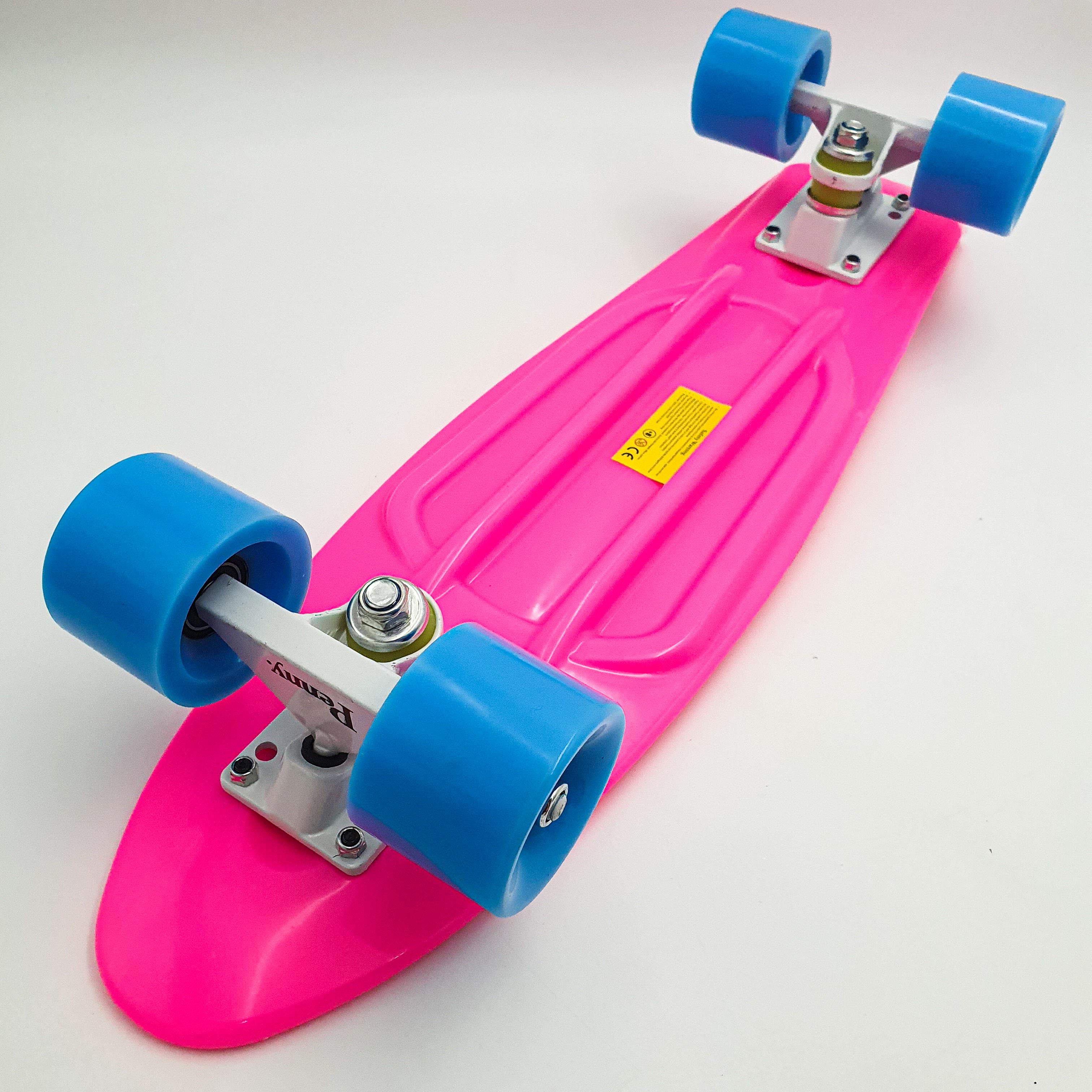 Пенни борд скейт 55х15см до 80кг ABEC 7 матовые колеса скейтборд Penny Board Pastel Series малиновый - фото 6