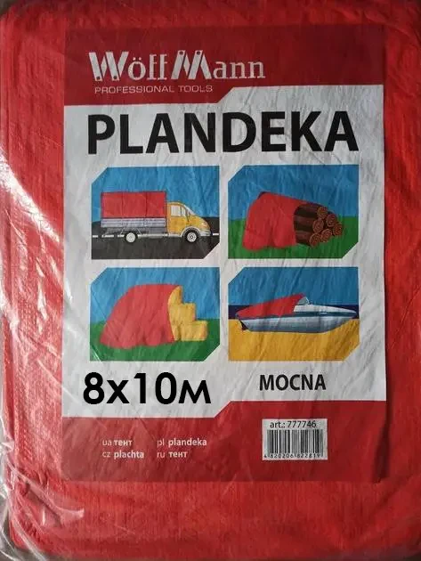 Тент будівельний універсальний WoffMann PLANDEKA 8х10 м 80 г/м2 Помаранчевий - фото 4