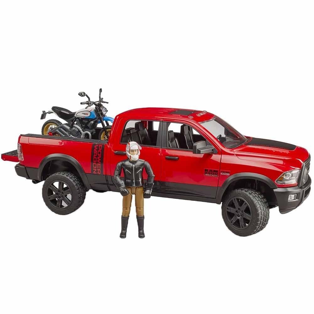 Іграшкова машинка Bruder Позашляховик Dodge RAM 2500 з мотоциклом і фігуркою 1:16 (02502)