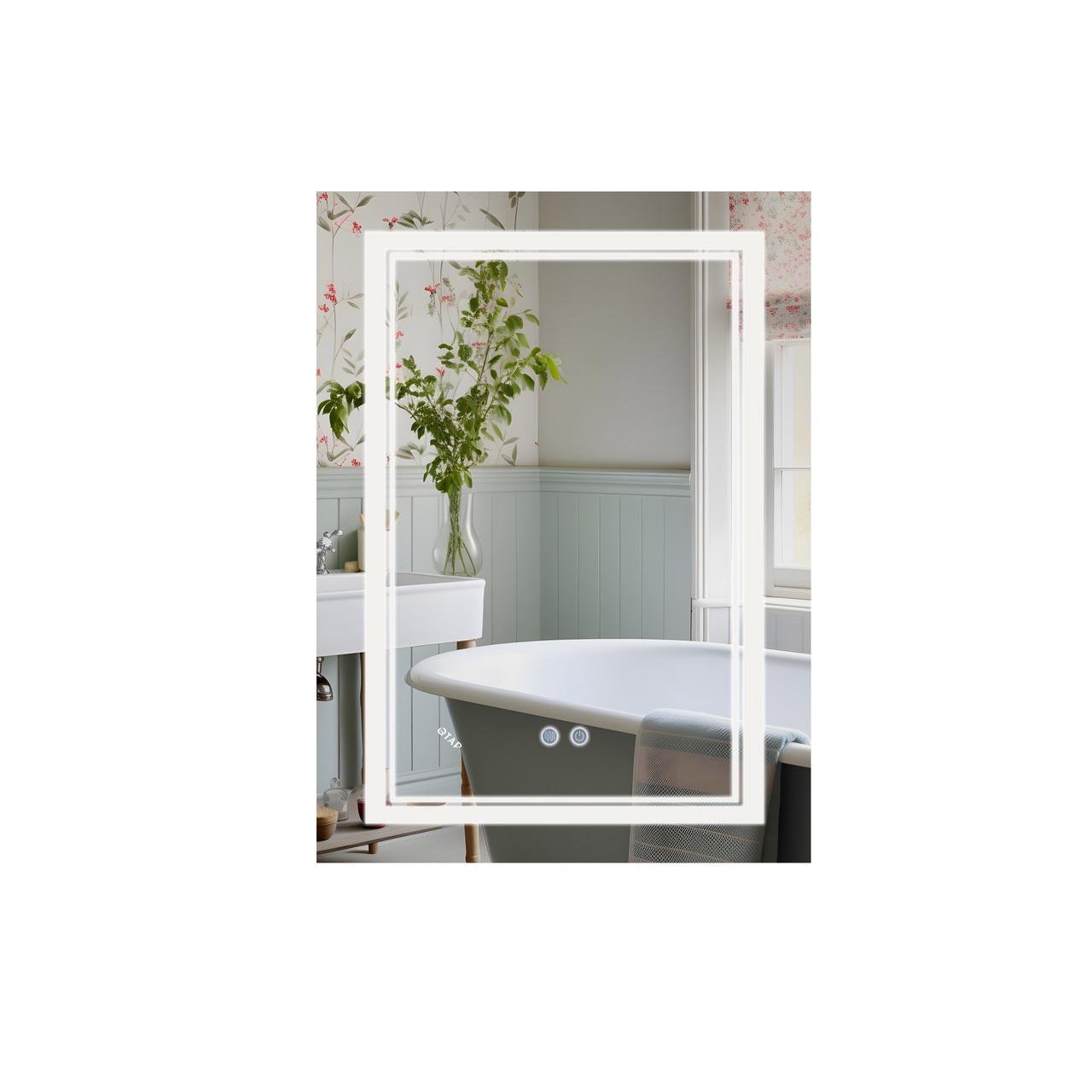 Дзеркало для ванної кімнати Qtap Cardinal LED-підсвічування Touch/антизапотівання/димер/регулювання температри кольору 600х800 мм