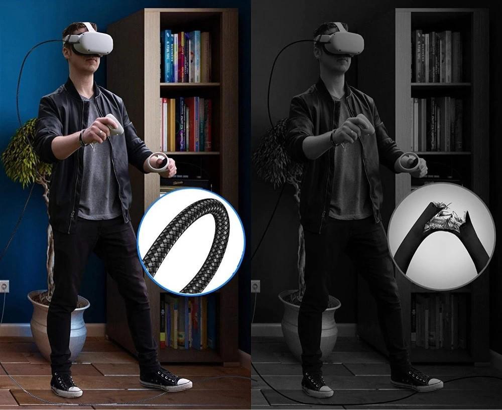 Кабель Oculus Link Type-C/Type-С Oculus Link для Meta Quest Oculus Quest/Oculus Quest 2/Oculus Quest 3/Pico 4 в оплетке 180 г 5 м - фото 3