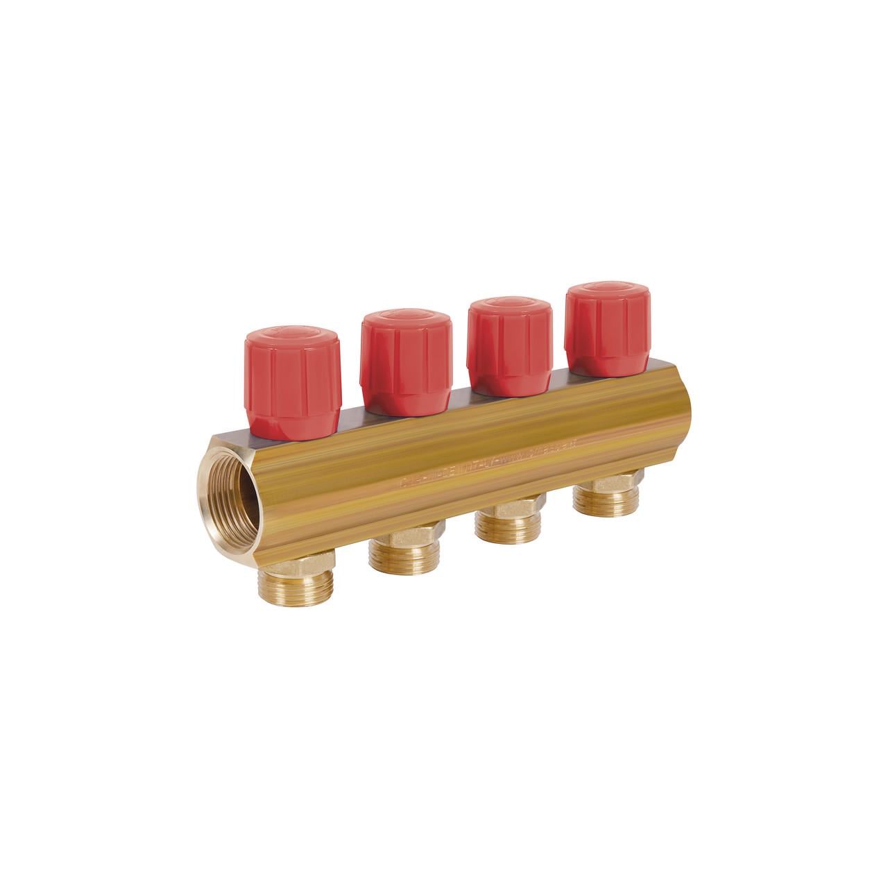 Коллектор ICMA №1105 с регулировочными вентилями 1" 4 выхода Red (2608668161)