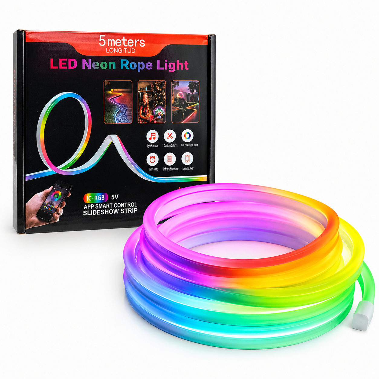Стрічка світлодідіодна неонова USB LED Neon Rope Light Bluetooth 5 м