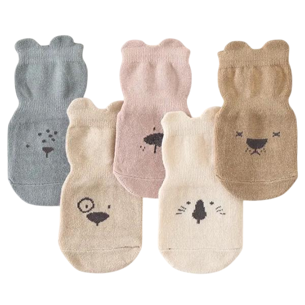 Носки детские хлопковые с прорезиненной подошвой L 13-15 см 5 пар Разноцветный