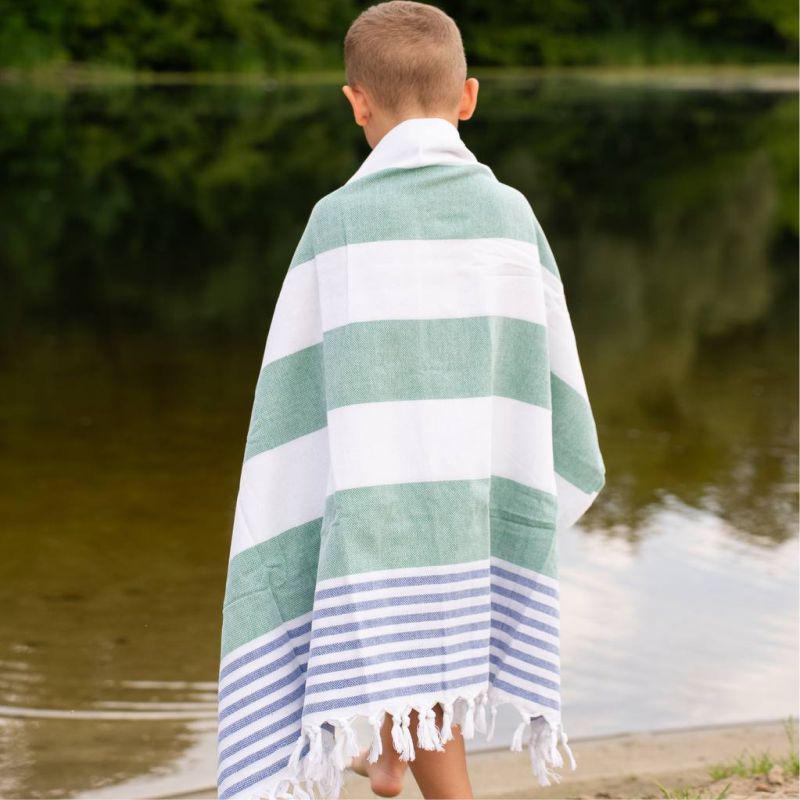 Рушник пештемаль Lovely Svi бавовна XХL 100x180 см Green/Blue Stripes (6032025) - фото 3