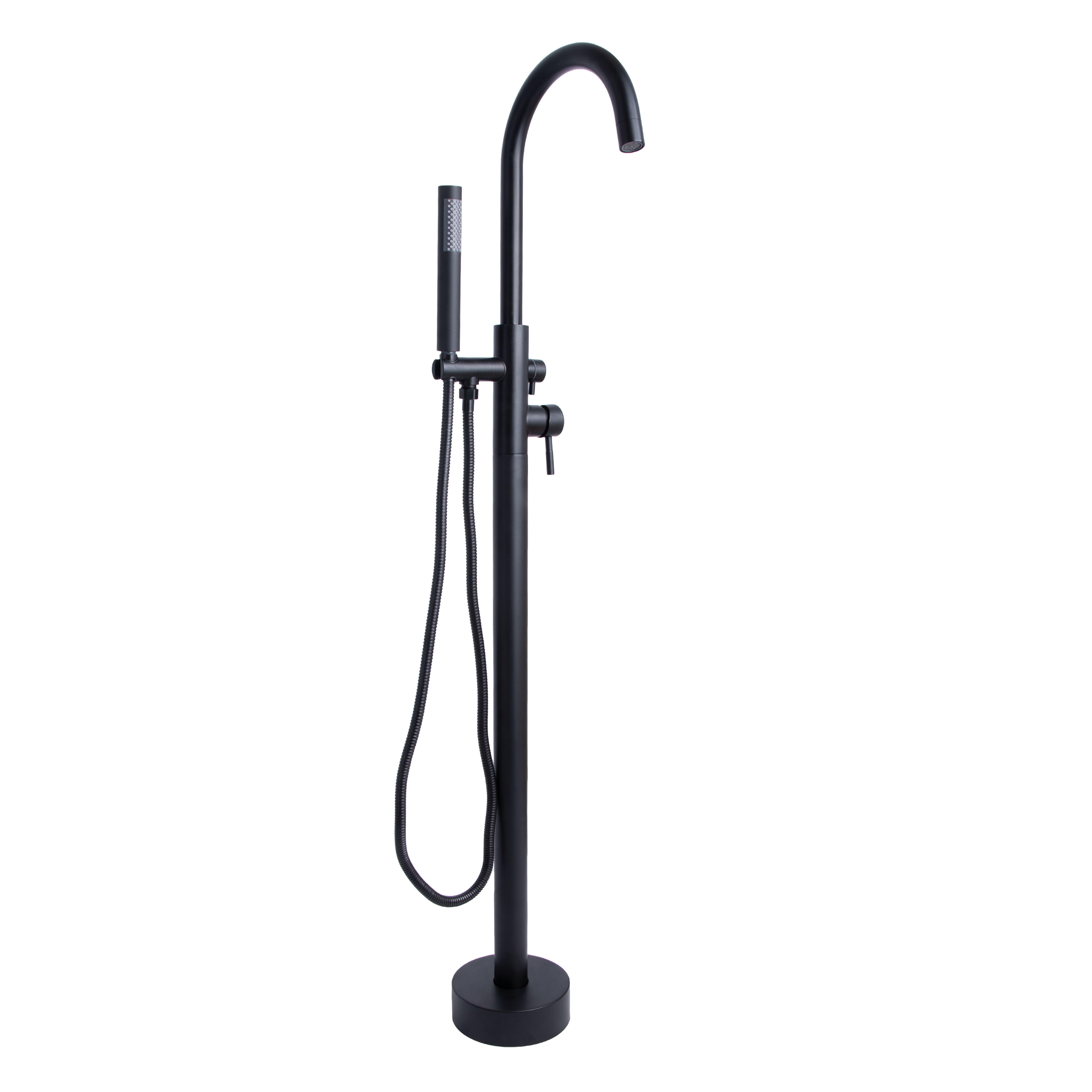 Змішувач для ванни підлоговий Lidz Aria 004 з душовим гарнітуром k35 LDARI004BLA46100 Black (SD00052224)