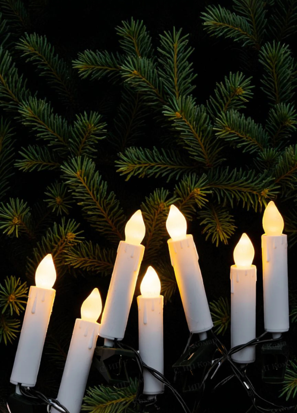 Гирлянда новогодняя Livarno Свечи на елку 20 LED на прищепках IP44 Белый (7895)