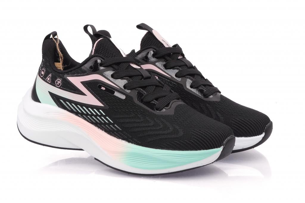 Кроссовки для девочек 25445 в сетку р. 36 Черно-розовый