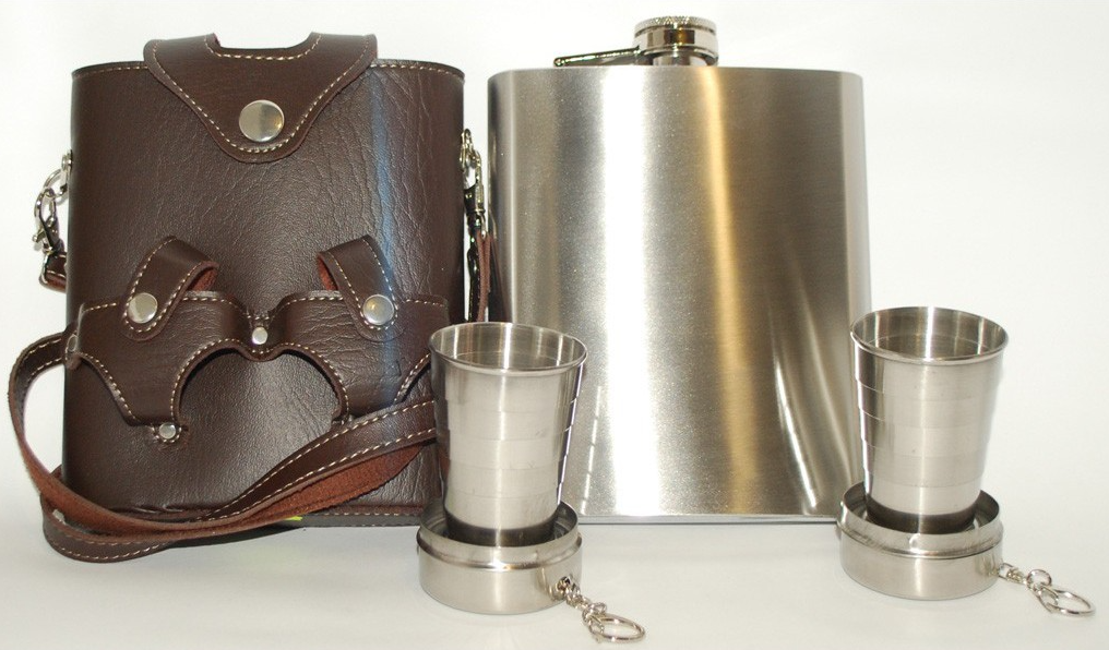 Фляга армейская из нержавеющей стали UKC F1-32 с 2 стаканами и чехлом 500 мл Коричневый (3-1-F1-32)