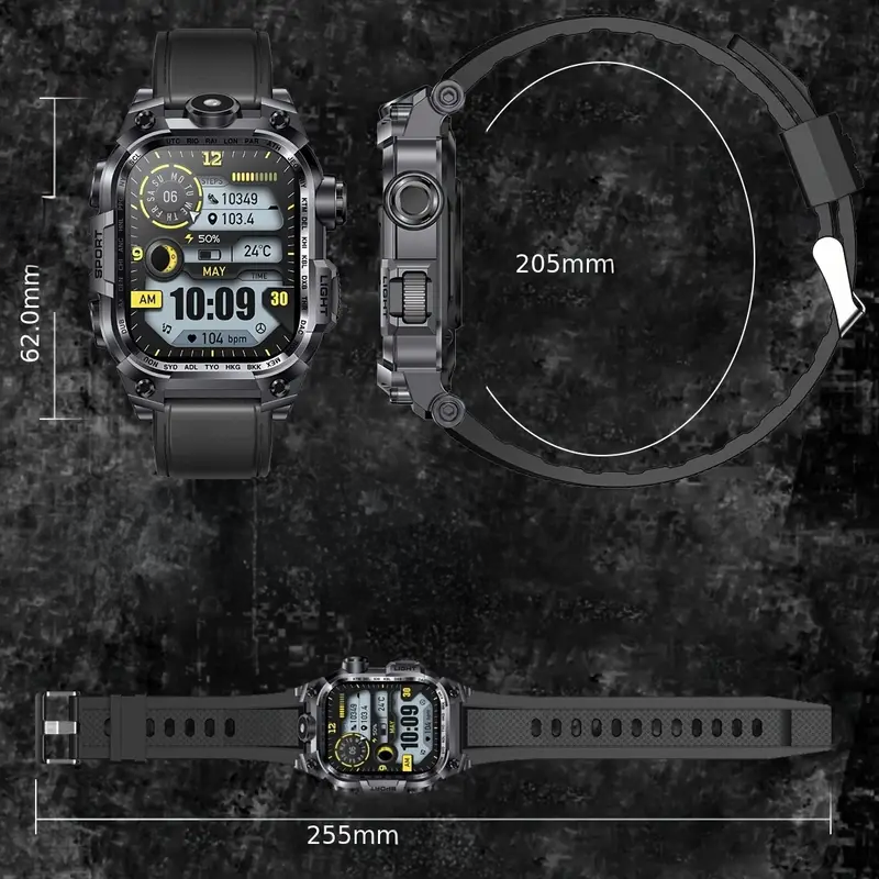 Смарт-годинник чоловічий Lige військовий зі світлодіодним ліхтариком для Android iOS 2,01" - фото 2 Смарт-годинник чоловічий Lige військовий зі світлодіодним ліхтариком для Android iOS 2,01" - фото 2